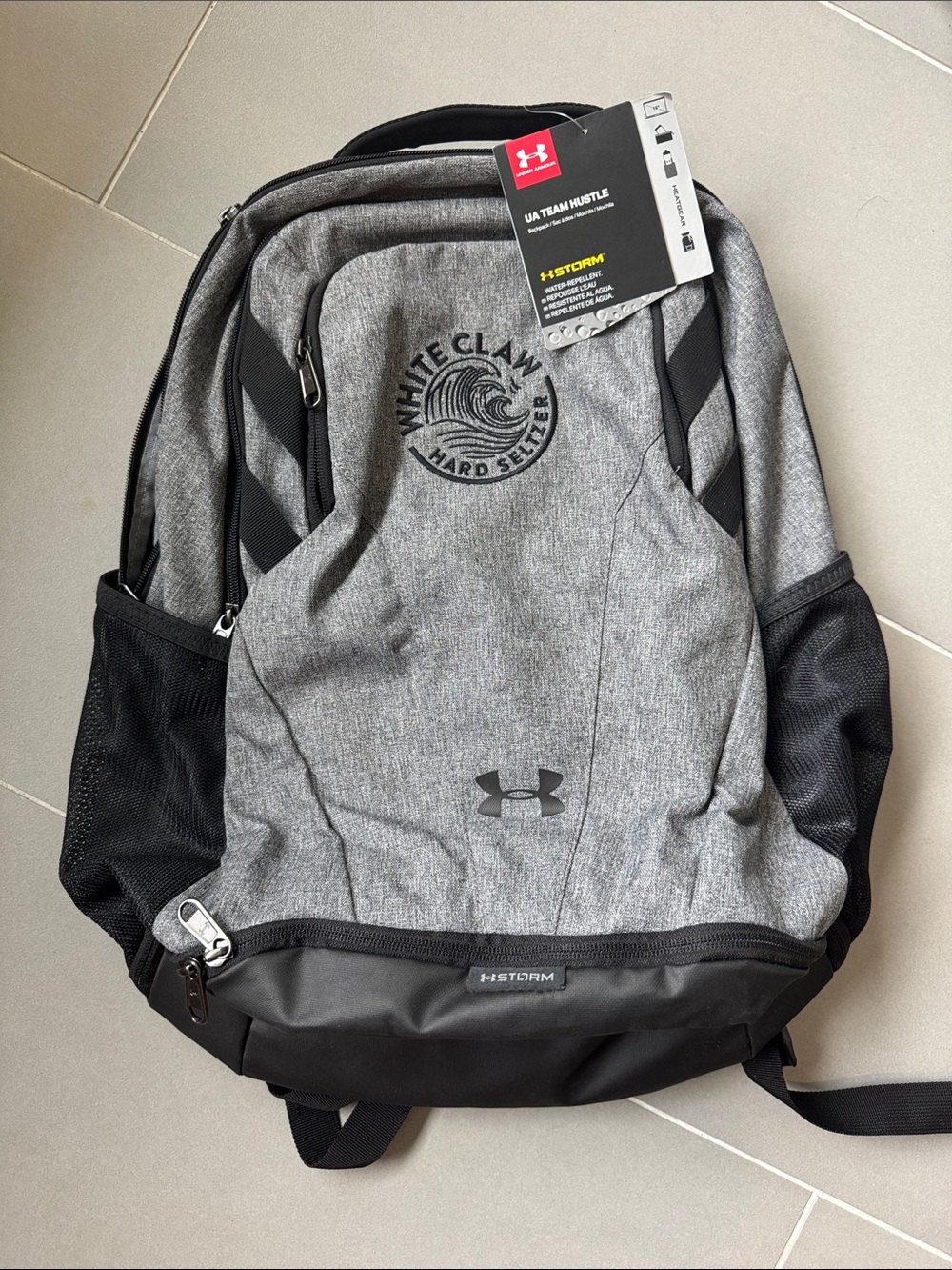 Under Armour Gray and Black Backpack with White Claw Logo